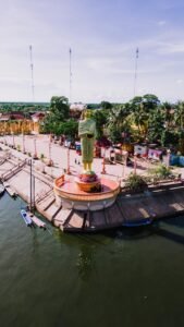 Scenic riverside view of Kampot in Cambodia